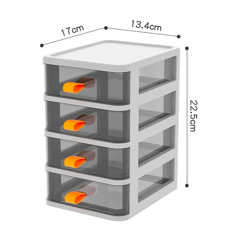Desktop Storage Box,Office Desk Drawer Organizer and Accessories, White Plastic Drawers 4 layers - Image 3